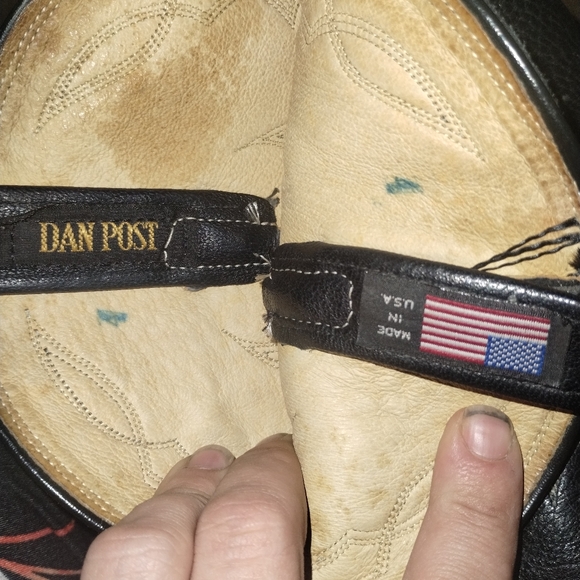 Dan Post men's black with white stitching leather size 9.5D cowboy boots - Picture 9 of 10